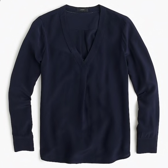 J Crew silk drapes v-neck blouse - Picture 2 of 7